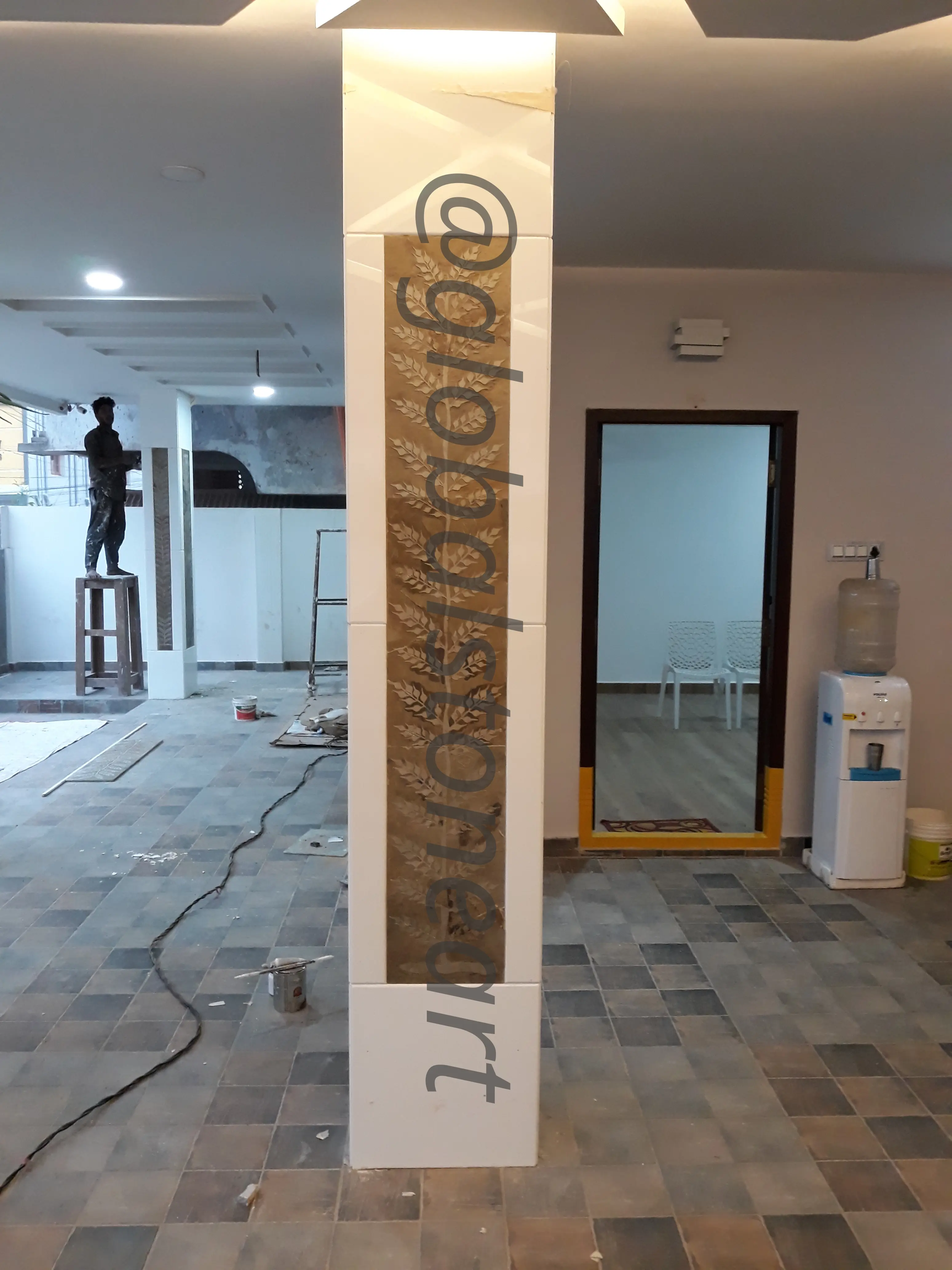 Backlit Jali Stone Pillar Cladding for Lobby & Reception