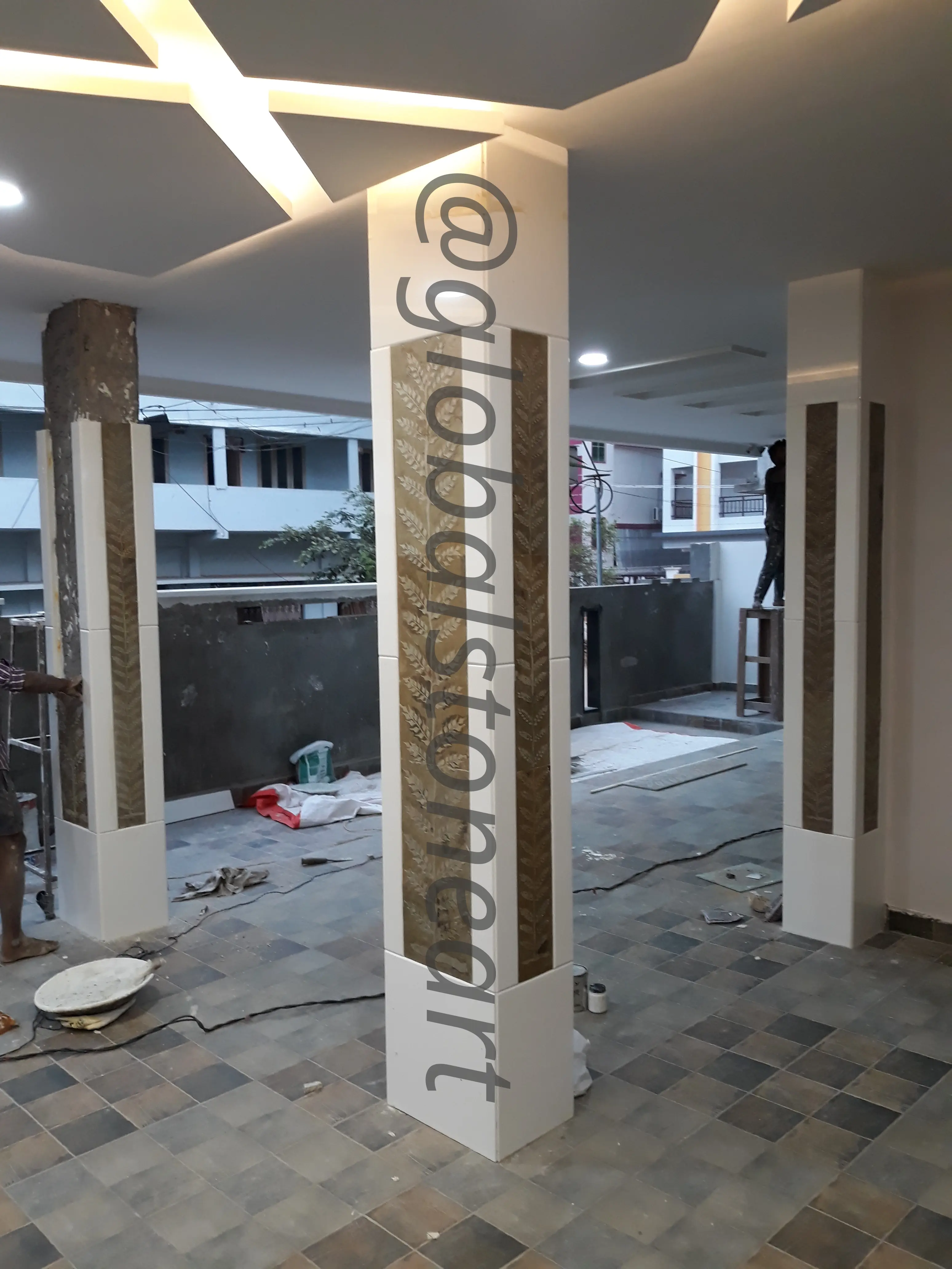 Backlit Jali Stone Columns for Living Room & Balcony
