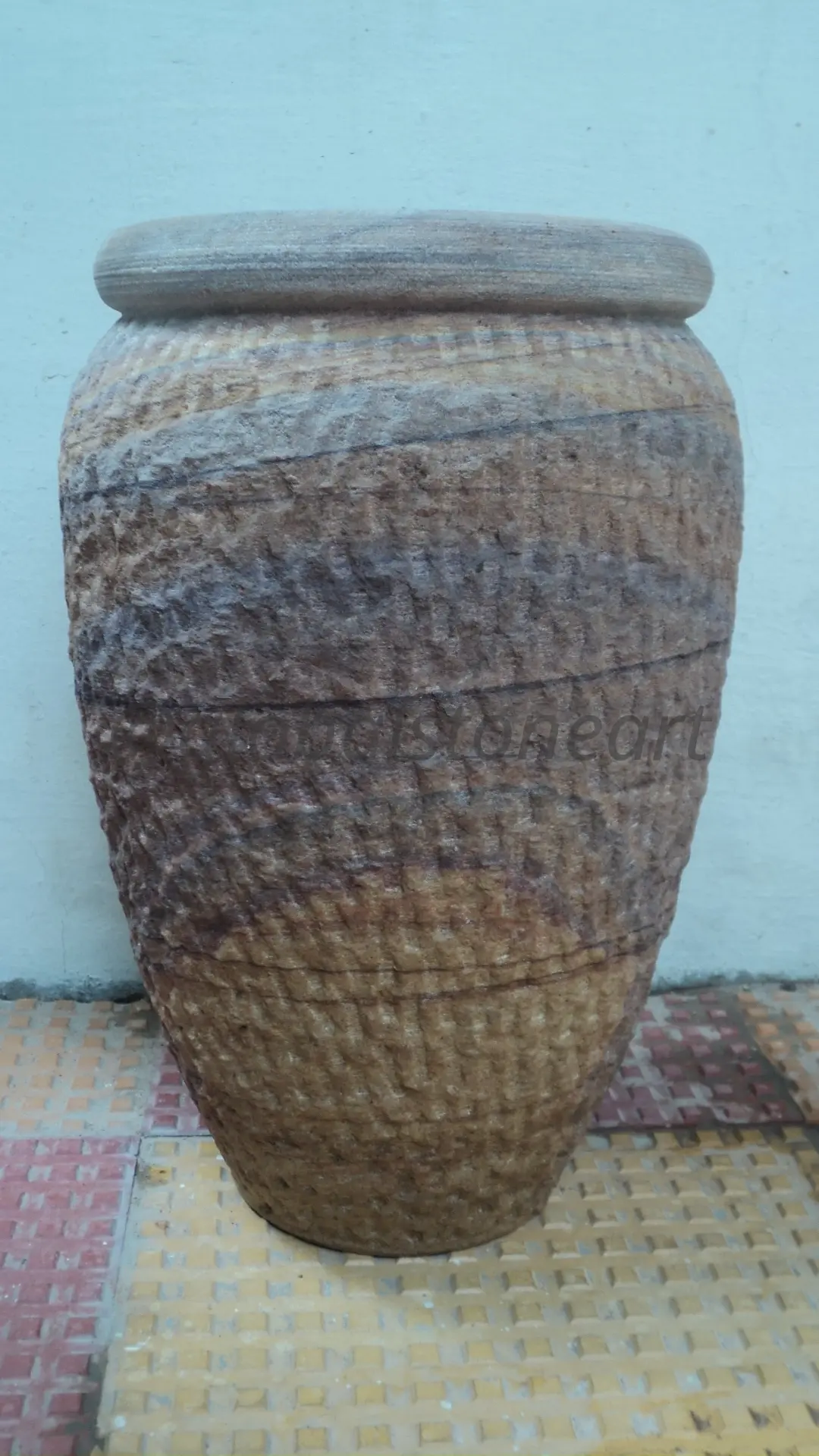 Rugged-Texture Sandstone Tall Jar Planter
