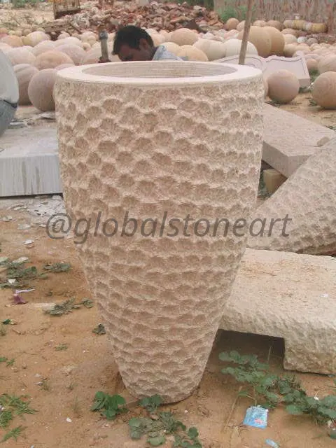 Pineapple-Texture Sandstone Tall Pot for Plants
