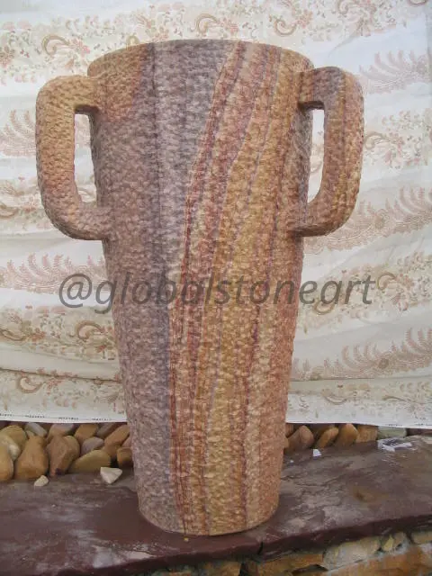Twin-Handle Sandstone Amphora Vase Planter
