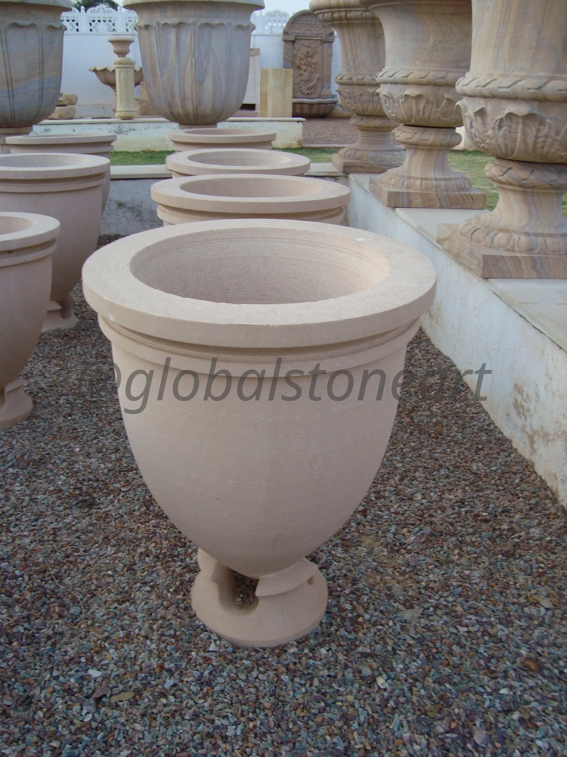 Smooth Sandstone Goblet Urn Planter (Plain)