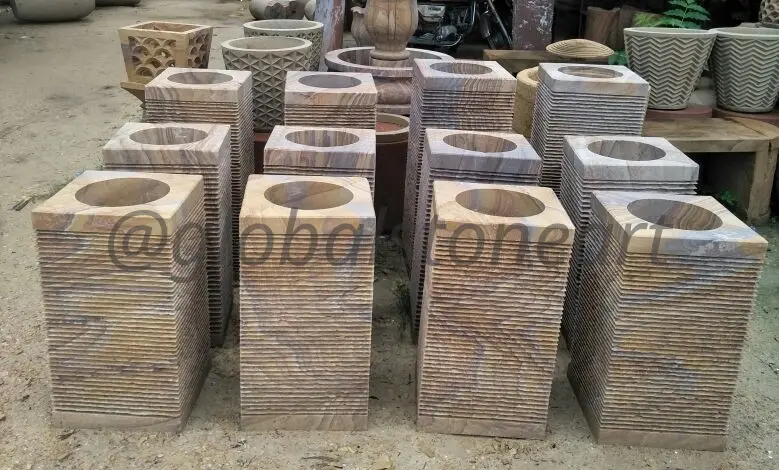Rectangular Tapered Sandstone Pots for Balcony