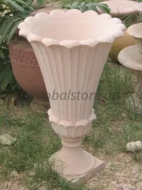 Scalloped Fluted Sandstone Trumpet Planter