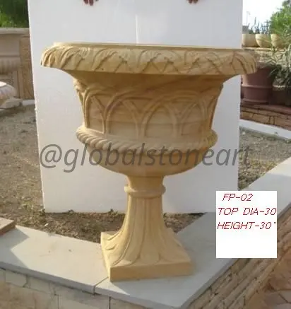Arcade-Carved Sandstone Goblet Planter (FP-02)