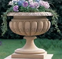 Fluted Sandstone Campana Garden Urn Planter