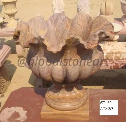 Leaf-Wing Carved Sandstone Pot (FP-11)