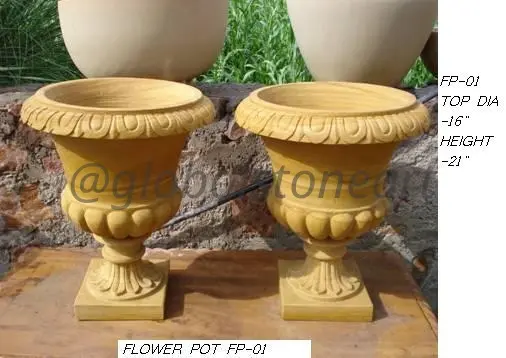 Egg-and-Dart Sandstone Urn Planters (FP-01)