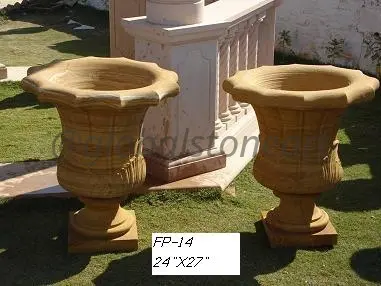 Scalloped Fluted Sandstone Urn Planters (FP-14)