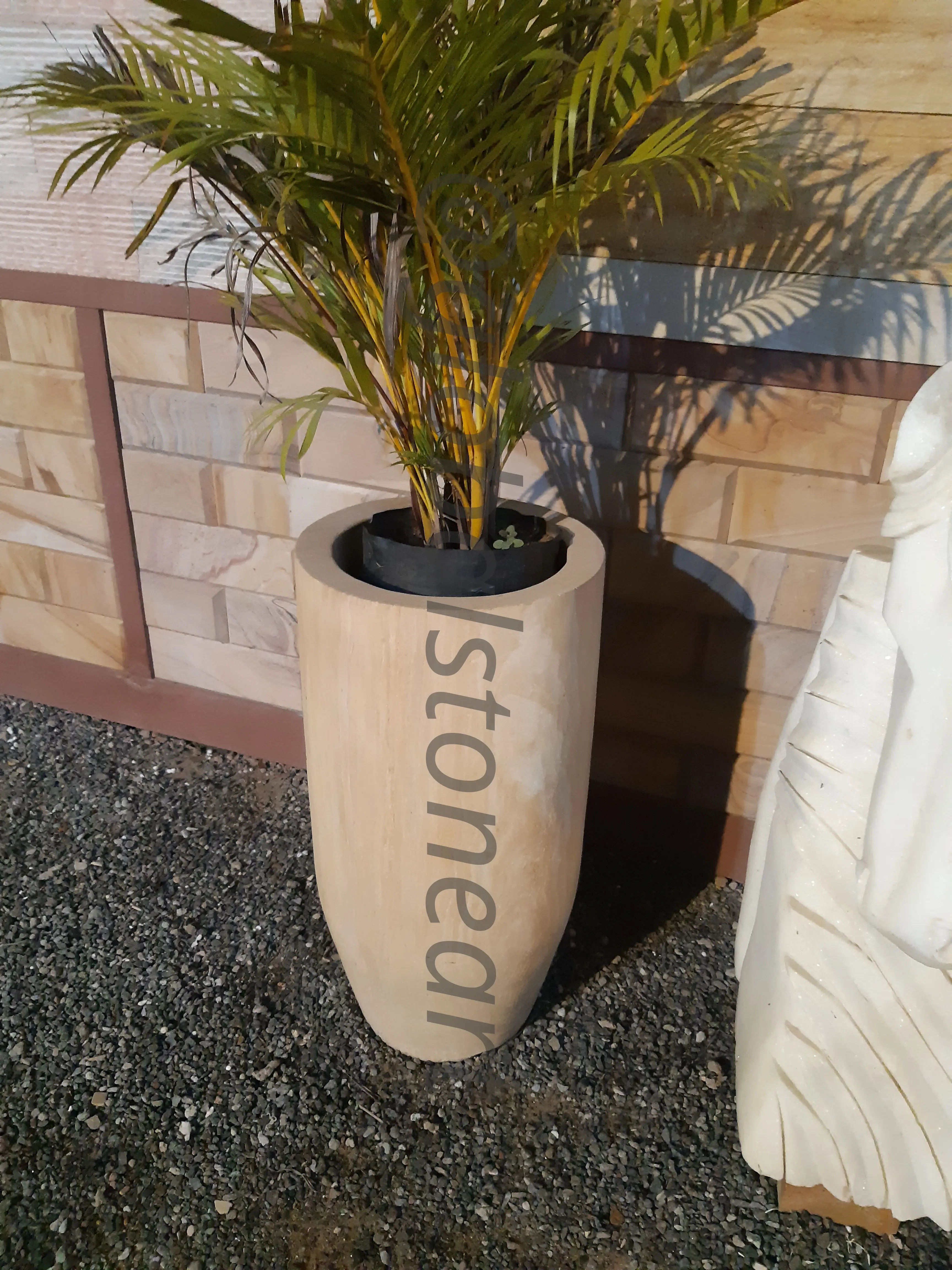 Smooth Tapered Sandstone Tall Pot for Plants