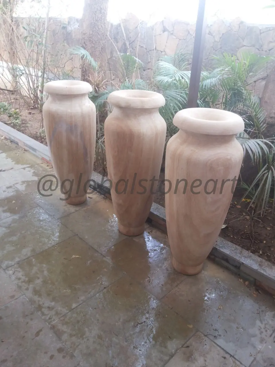 Smooth Sandstone Tall Jar Planters for Entrance