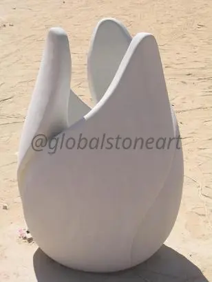 Sculptural Tulip White Marble Planter Vase