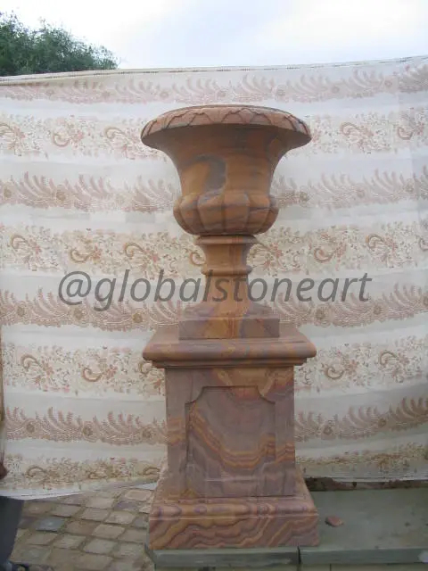 Rainbow Sandstone Fluted Urn on Pedestal