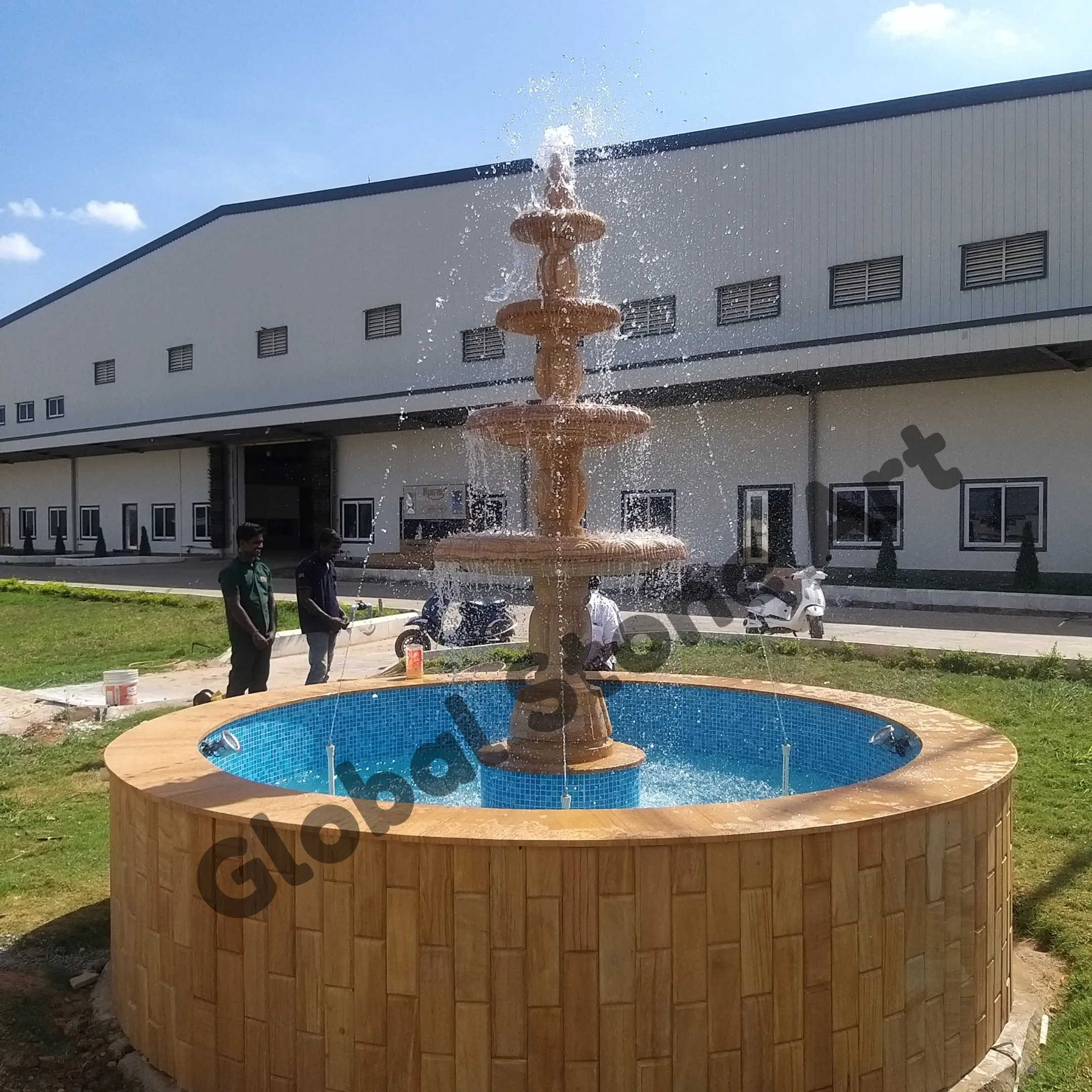 Tall 4-Tier Sandstone Fountain for Commercial Premises
