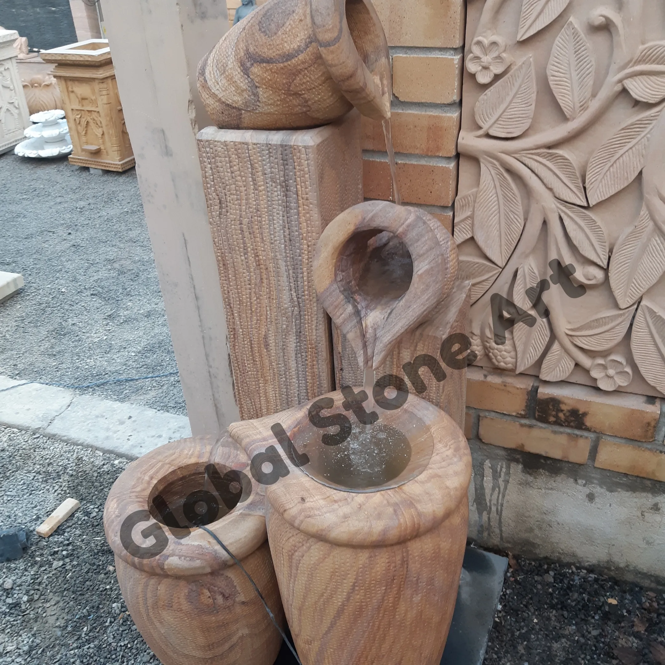 Rainbow Sandstone Pouring-Pot Cascade Fountain