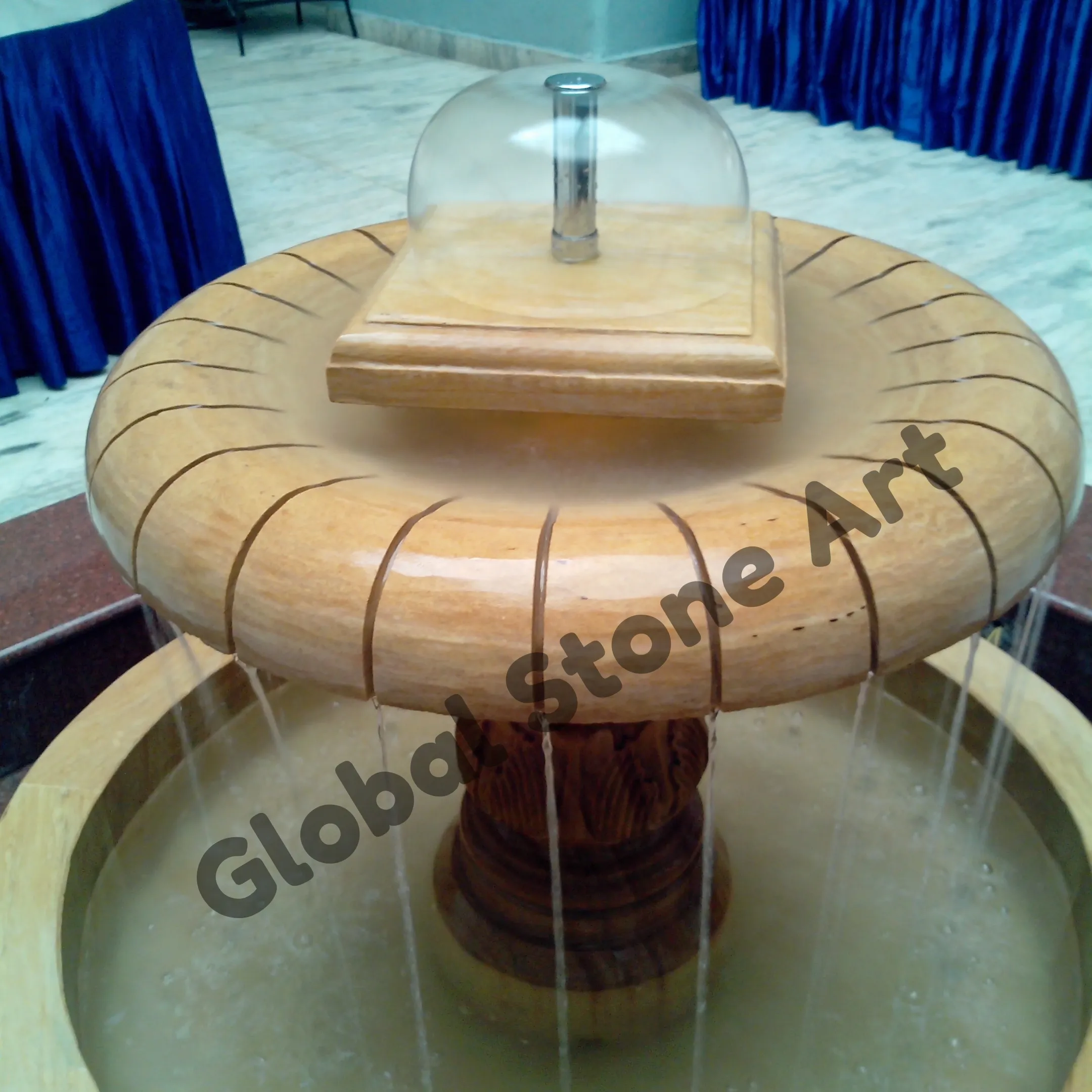 Rainbow Sandstone Mushroom Pedestal Fountain