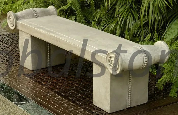 White Marble Roll-End Garden Bench