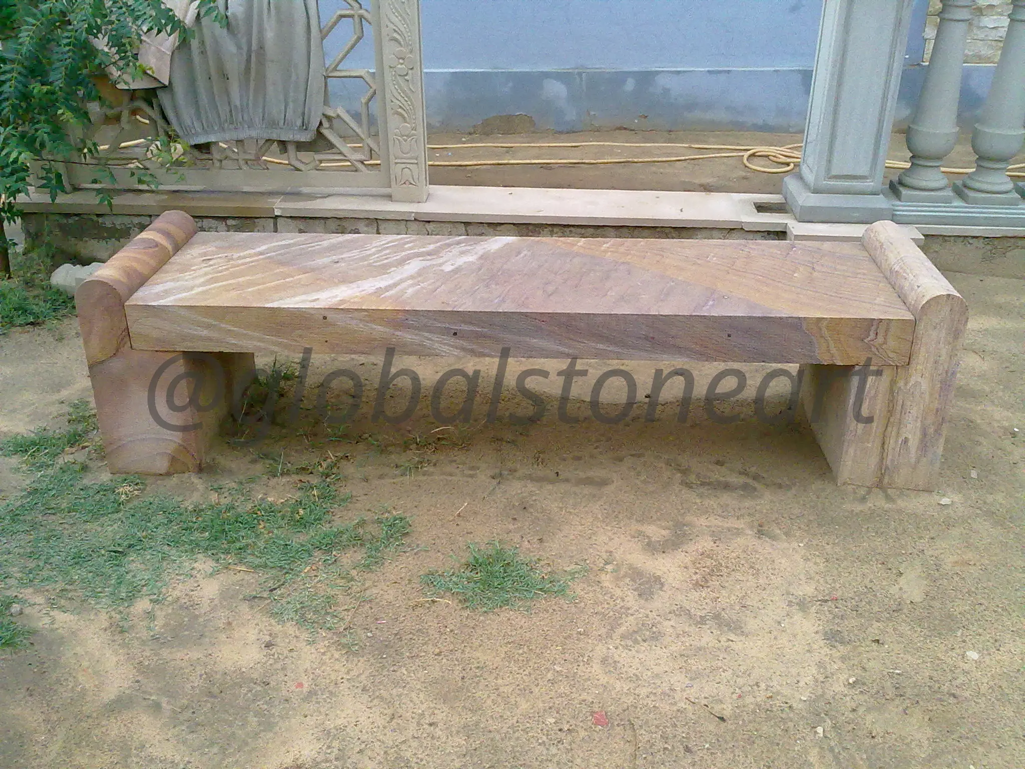 Rainbow Sandstone Roll-End Garden Bench