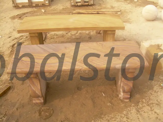 Rainbow Sandstone Bench with Matching Table