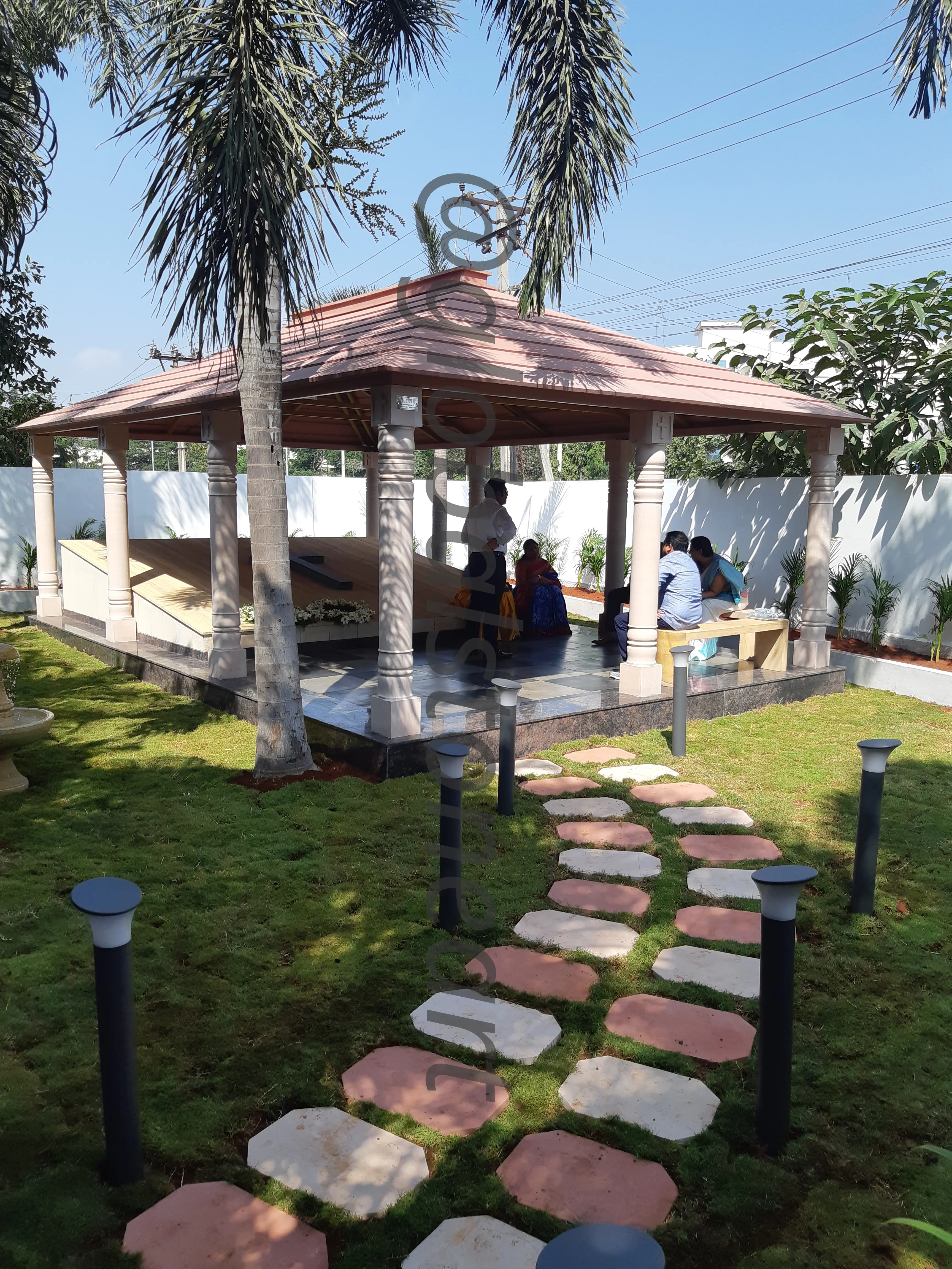 Sandstone Stepping Stone Path to Garden Gazebo