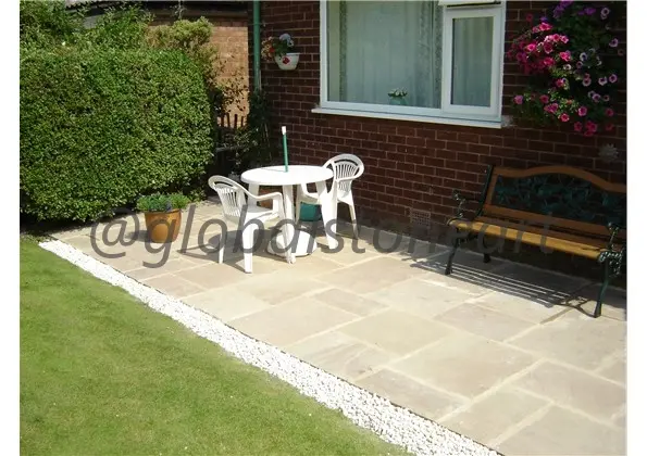 Smooth Buff Sandstone Patio Paving for Back Garden