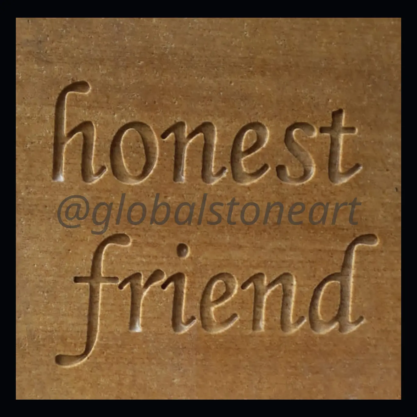 Engraved Sandstone Tile Name Plate with Cursive Lettering