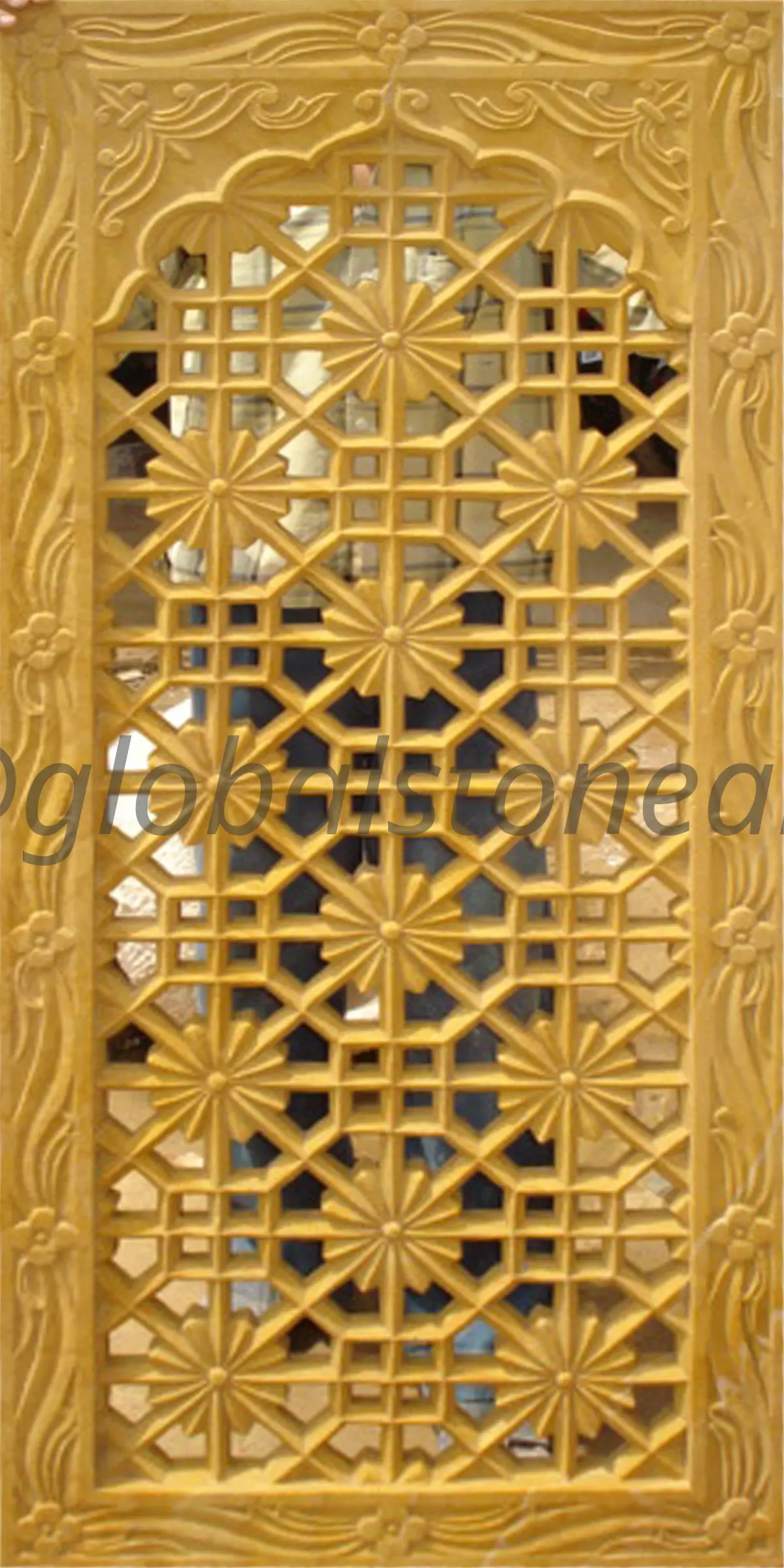 Geometric Star Lattice Sandstone Jali Window Panel