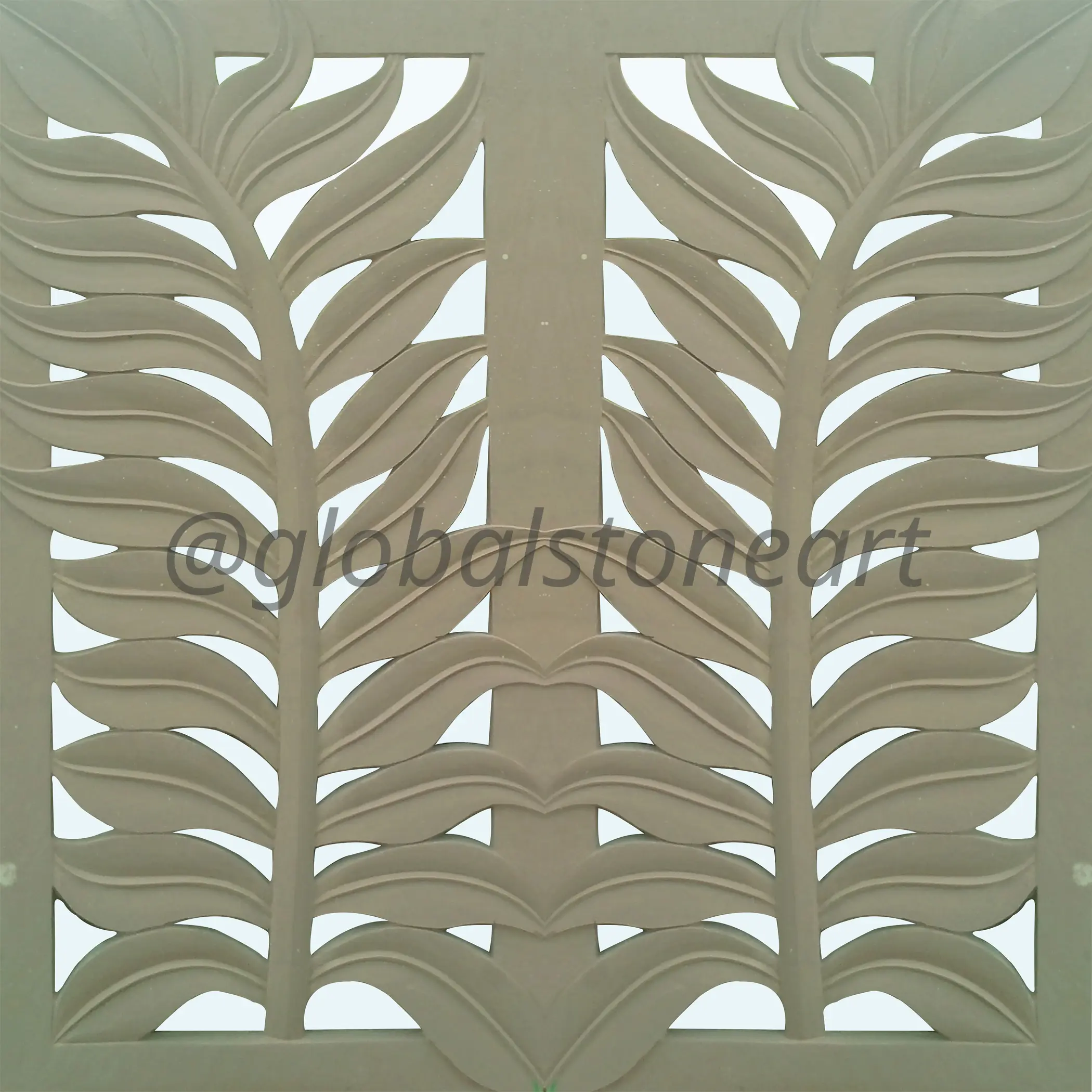 Twin Fern Leaf Sandstone Jali Screen for Balcony