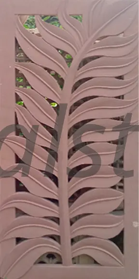 Pink Sandstone Fern Leaf Jali Panel for Balcony
