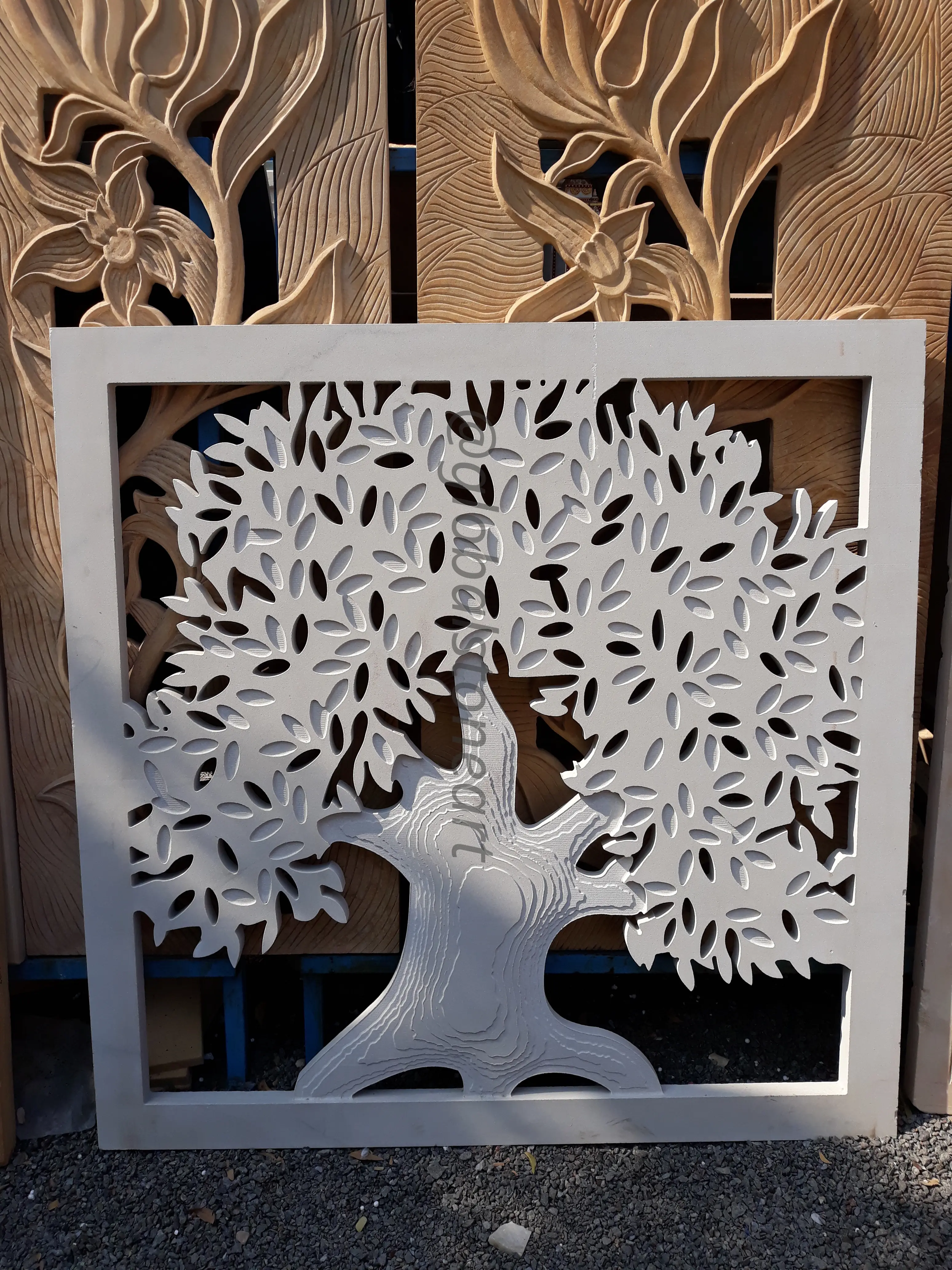 Tree of Life Stone Jali Panel for Wall Decor