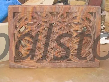 Celtic Interlace Carved Stone Jali Panel (Dark Tone)