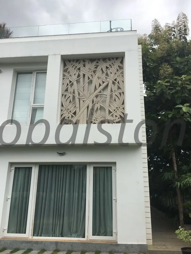 Tree & Leaf Stone Jali Screen for Building Facade
