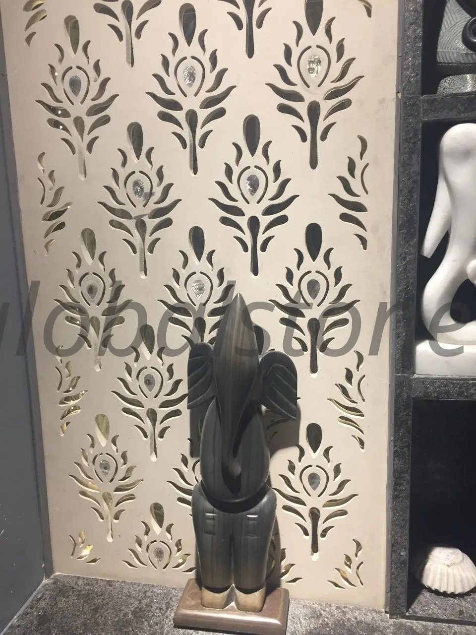 Floral Buti Sandstone Jali Backlit Wall Panel