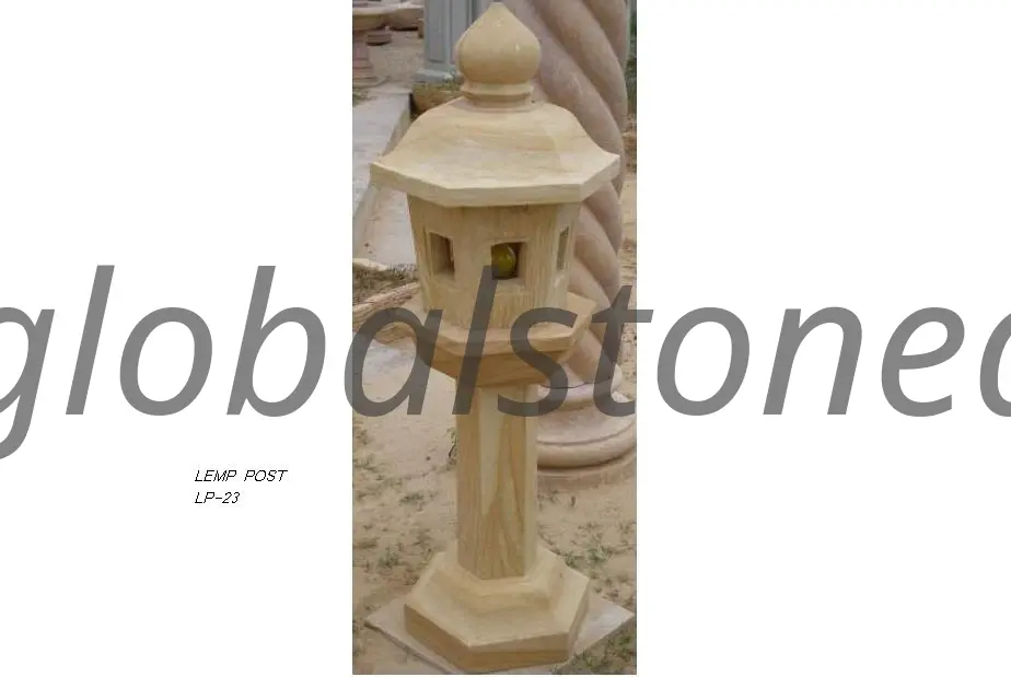 Yellow Sandstone Pagoda Lantern Lamp Post for Garden