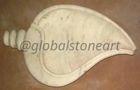Beige Marble Paisley Leaf Urli with Spiral Handle