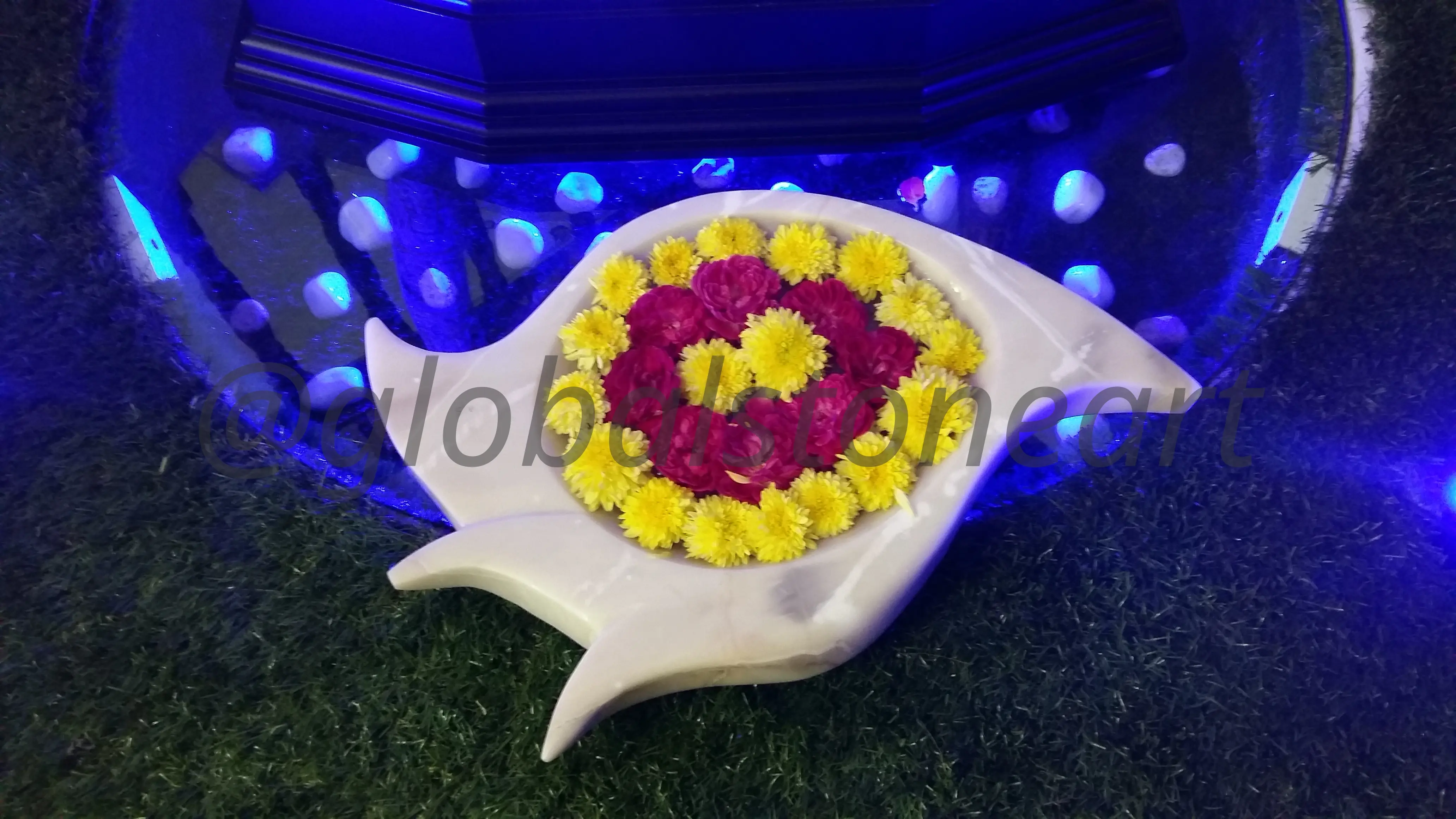 White Marble Fish-Shaped Urli Bowl