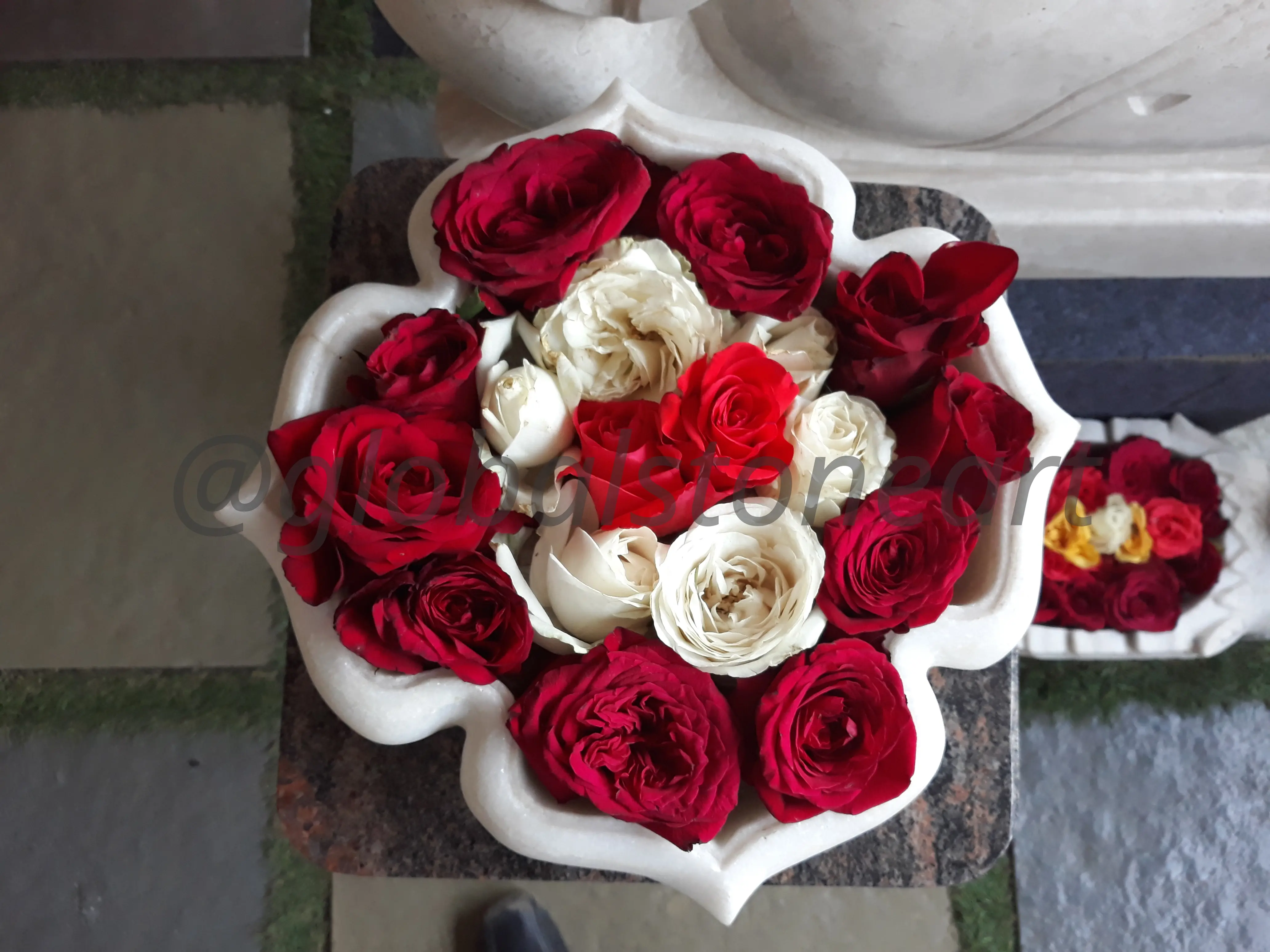 White Marble Lotus-Petal Urli for Floating Roses