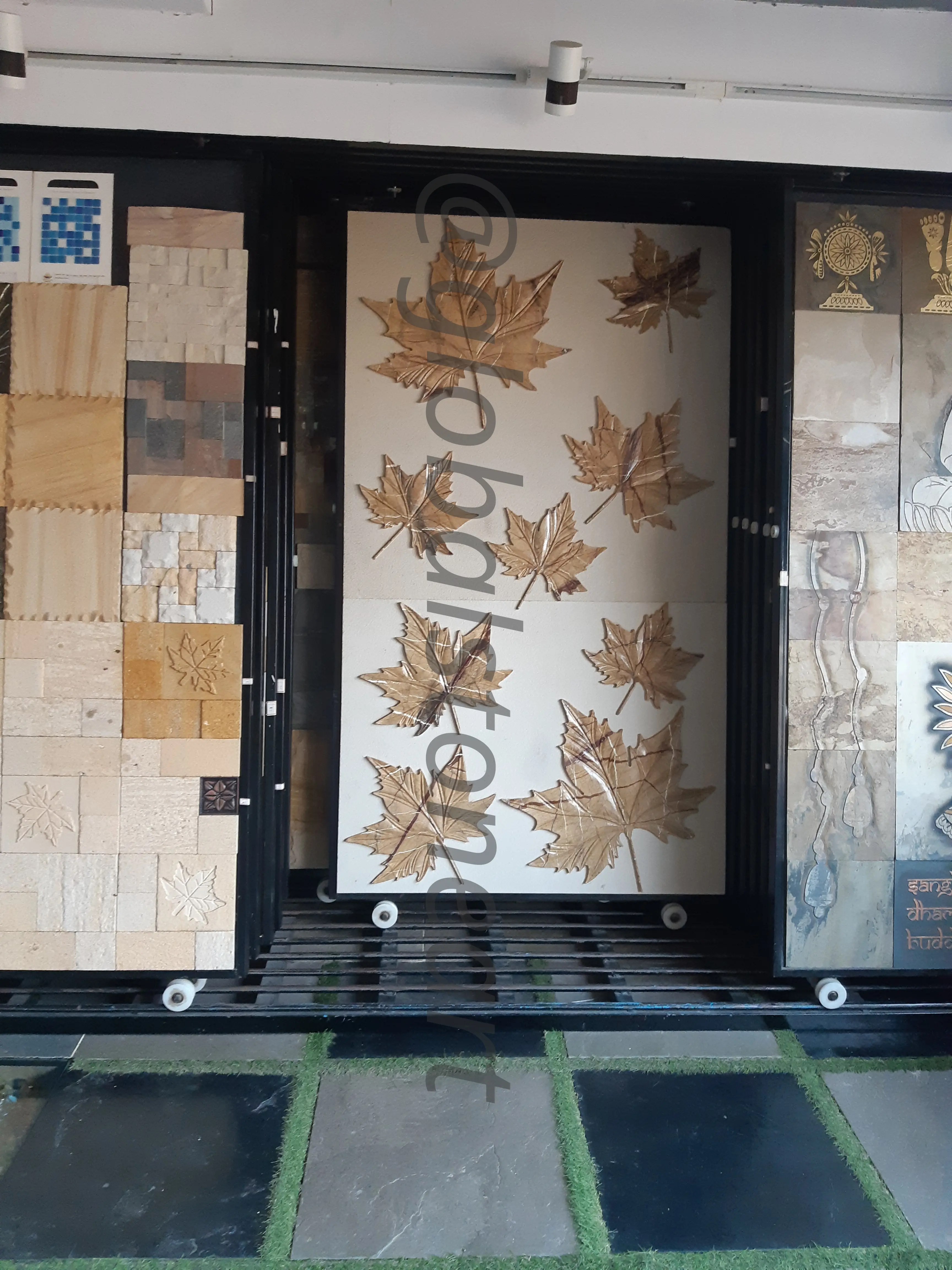 Maple Leaf Carved Sandstone Mural Panel