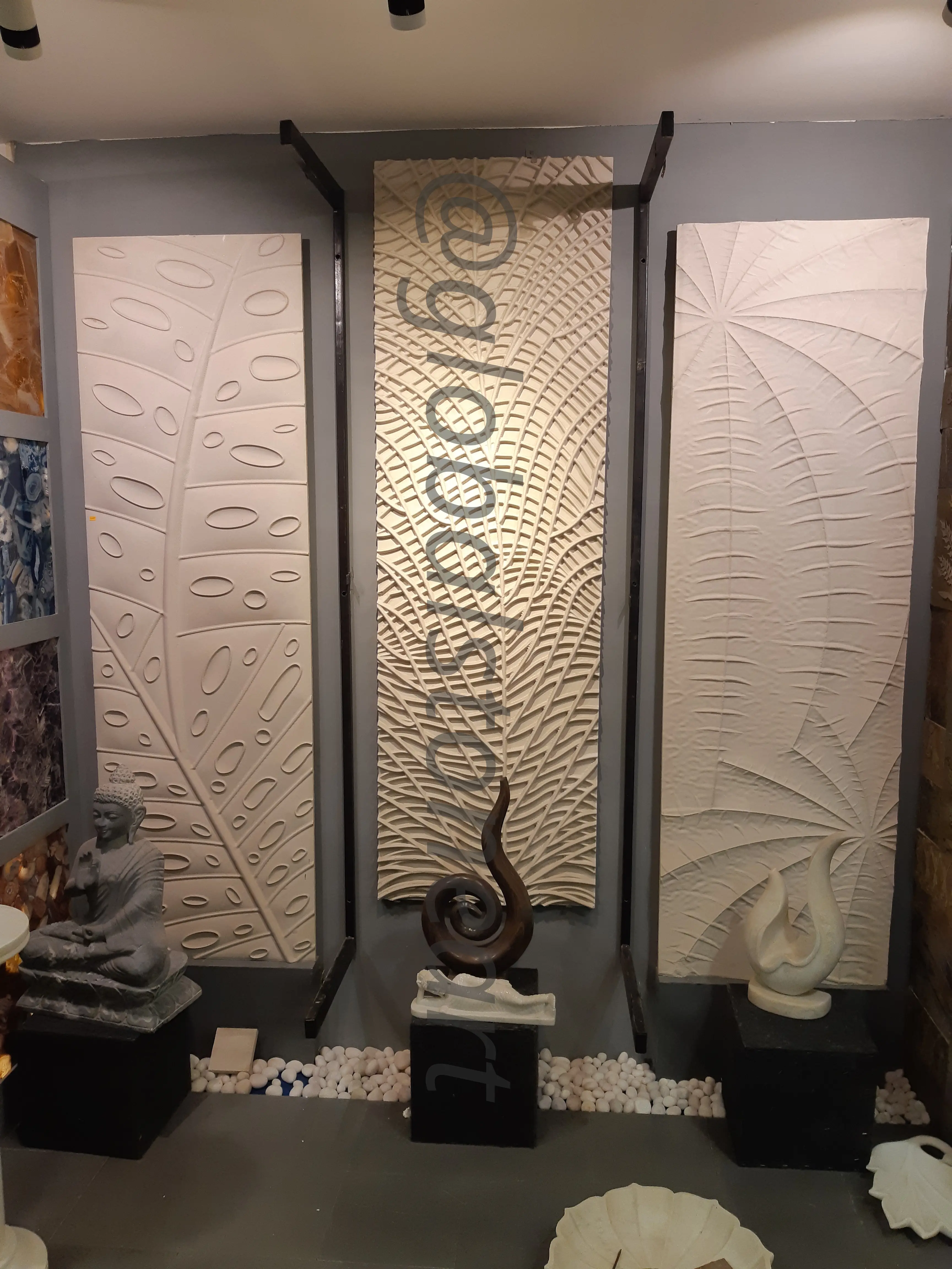 Banana Leaf and Palm Textured Sandstone Mural Set