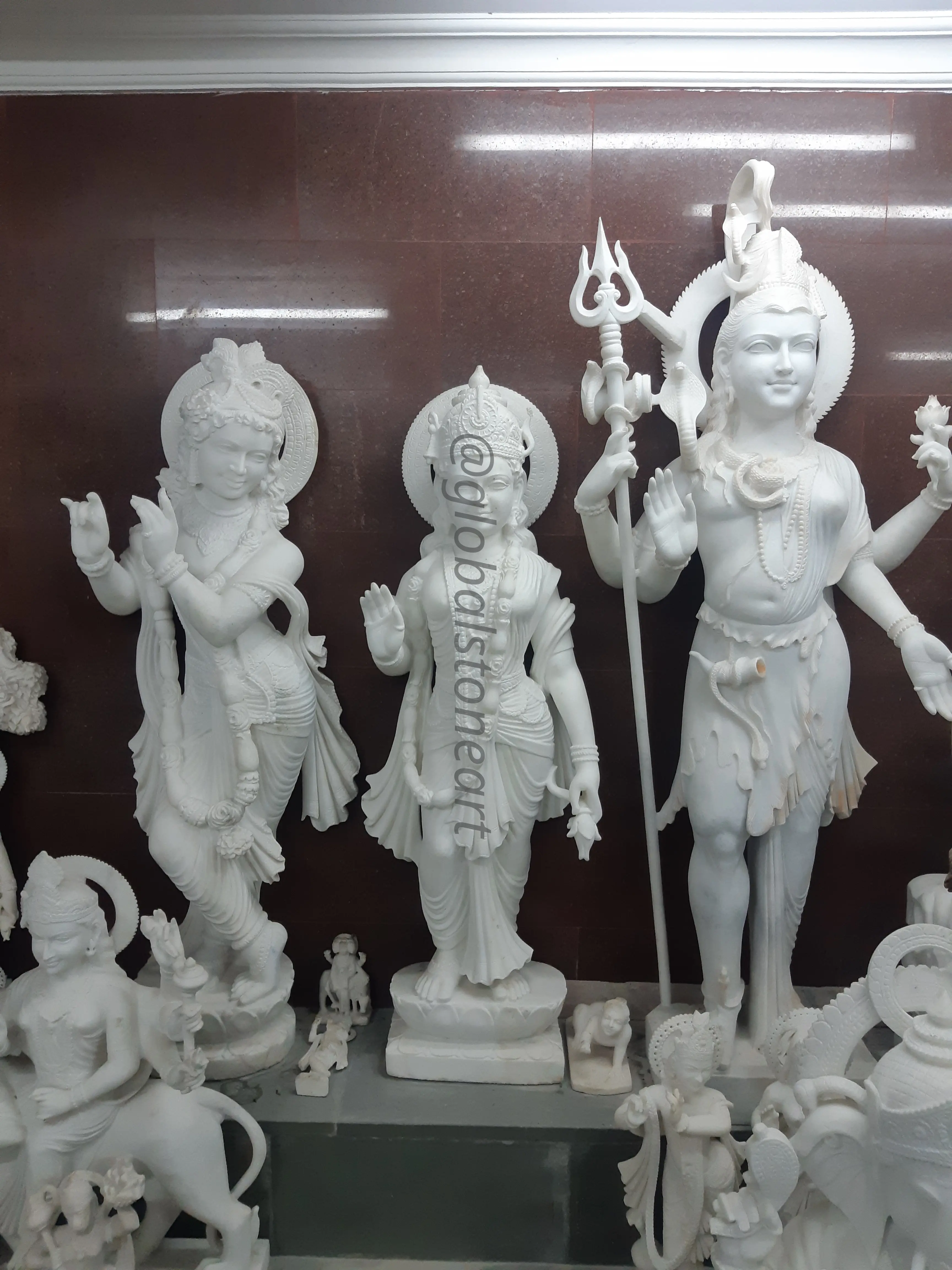White Marble Shiv Parvati Murti Set for Temple