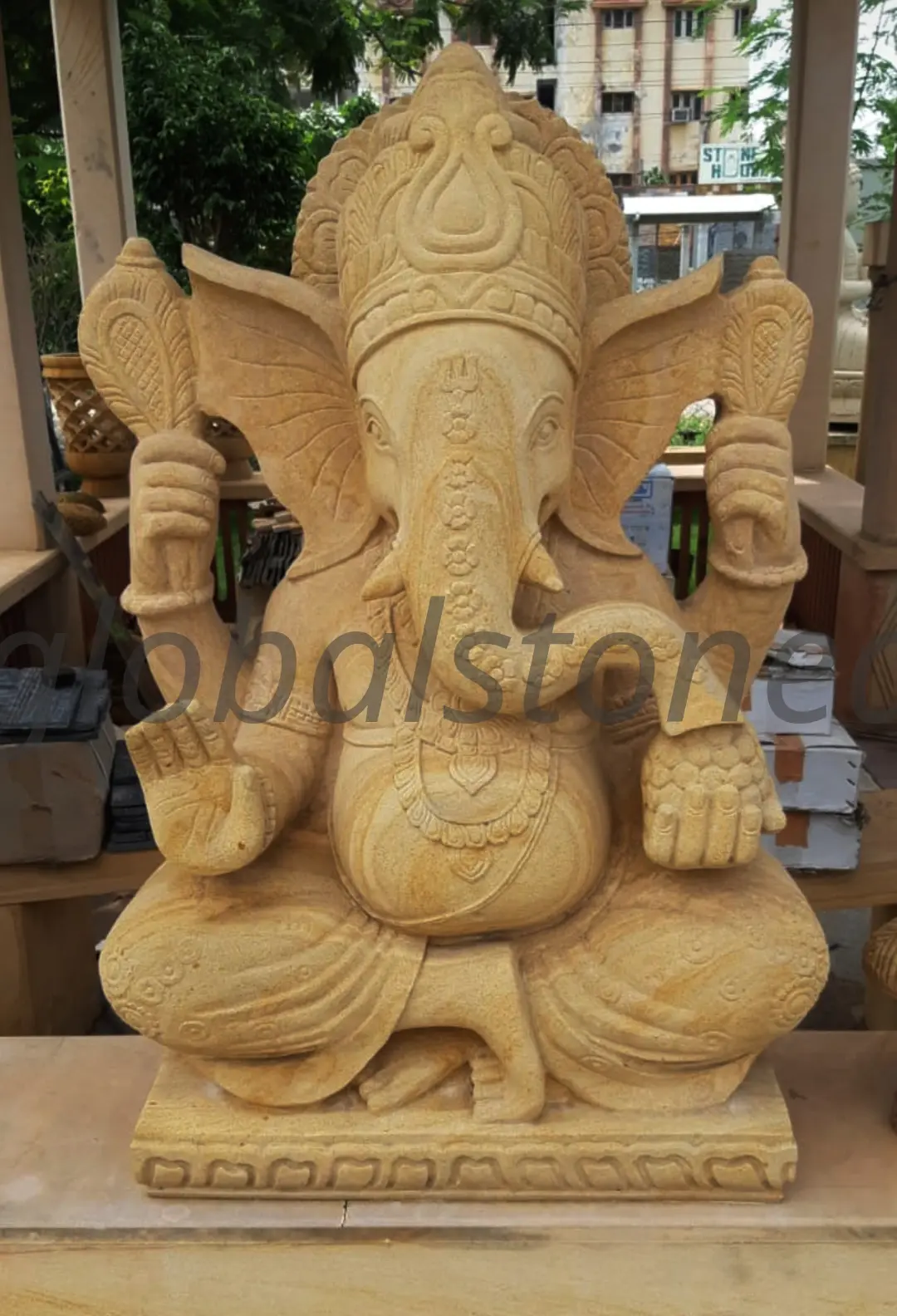 Carved Sandstone Ganesha Murti for Garden & Entrance