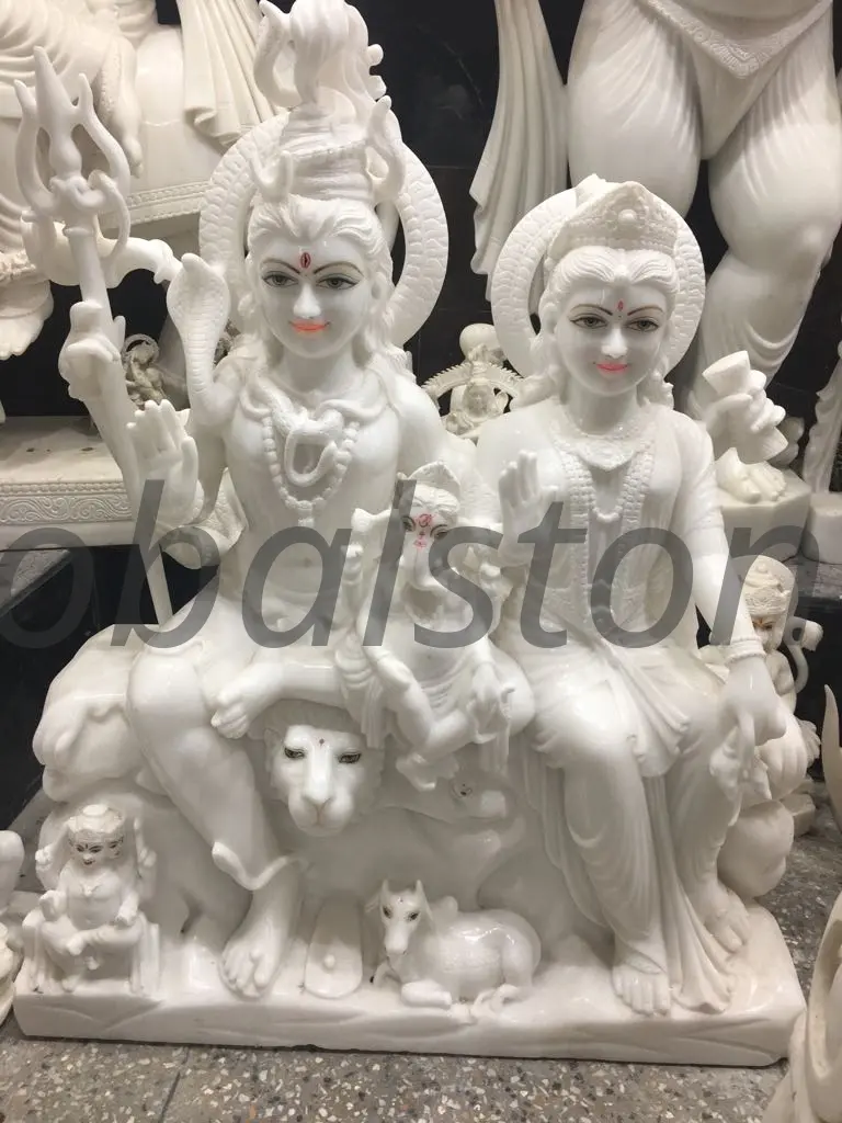 White Marble Shiv Parivar Murti for Home Temple