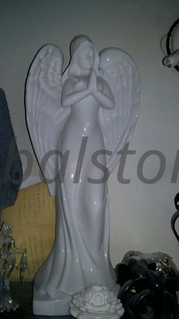White Marble Praying Angel Statue for Garden & Decor