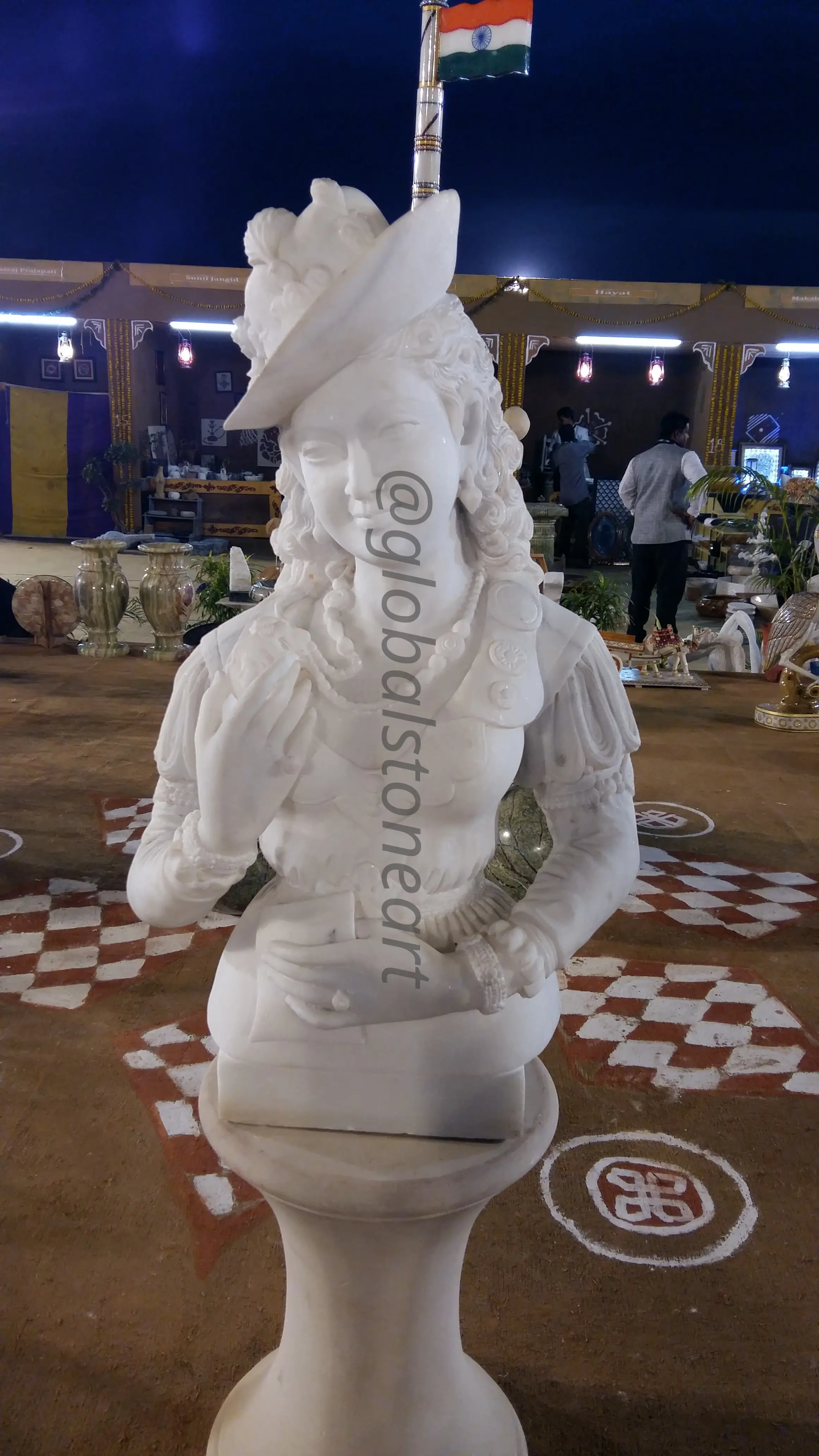 White Marble Portrait Bust Statue for Memorial & Decor