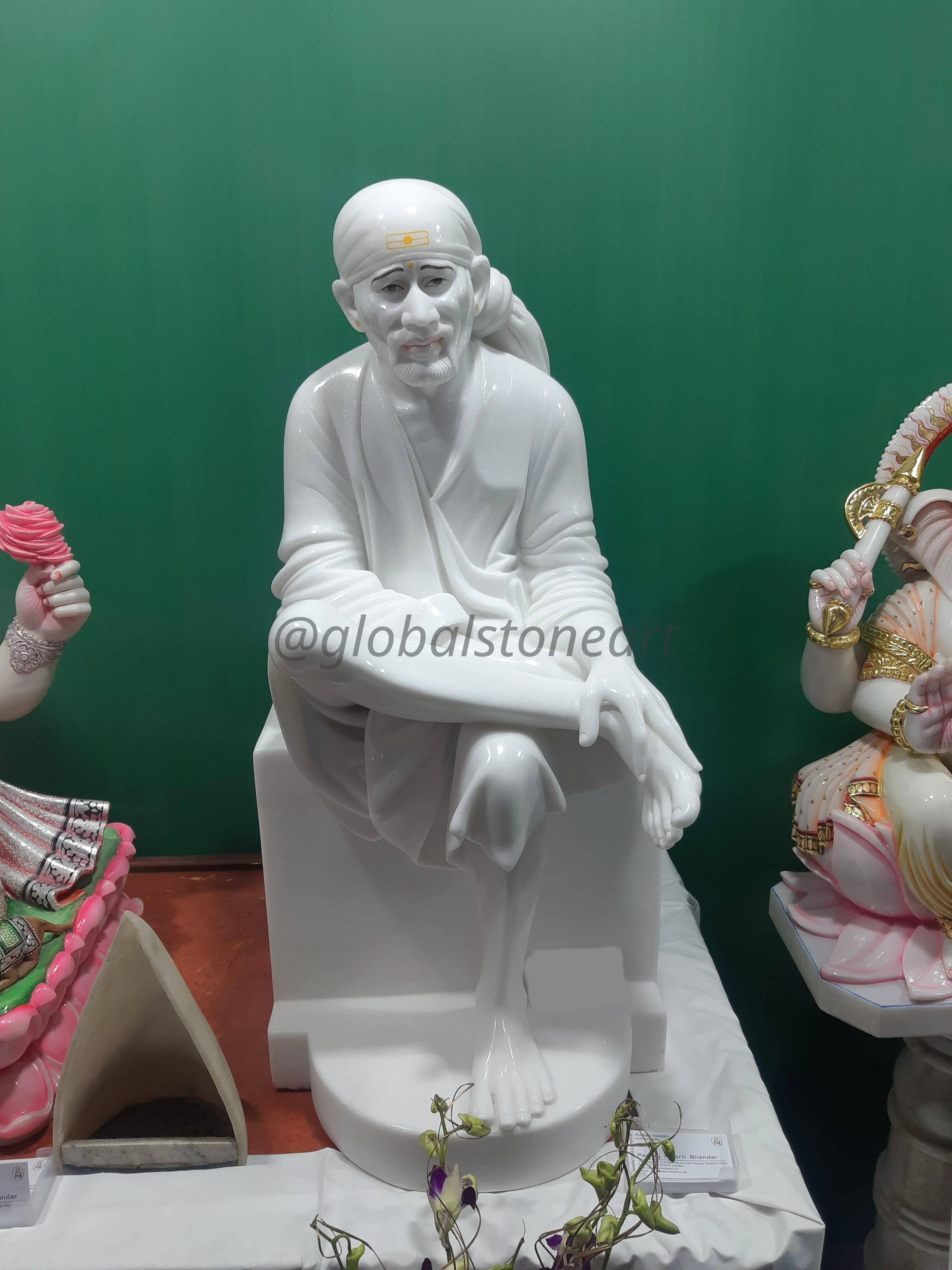 White Marble Sai Baba Murti for Home Temple