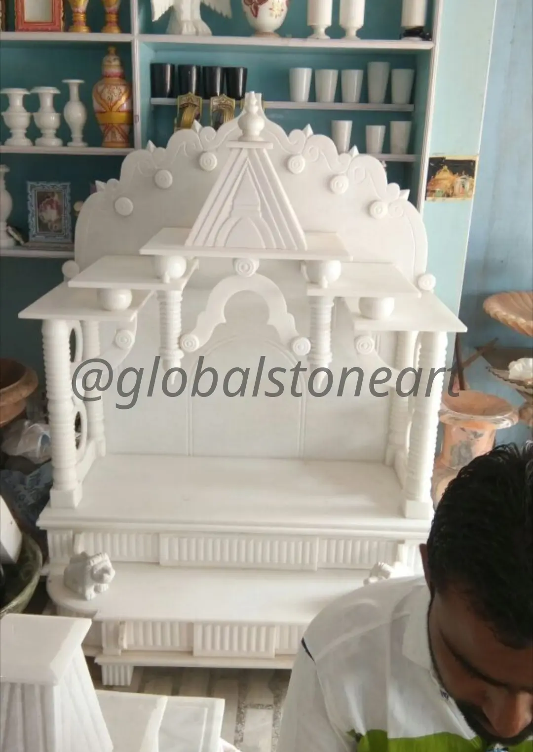 Plain Carved White Marble Temple (Makrana Style)