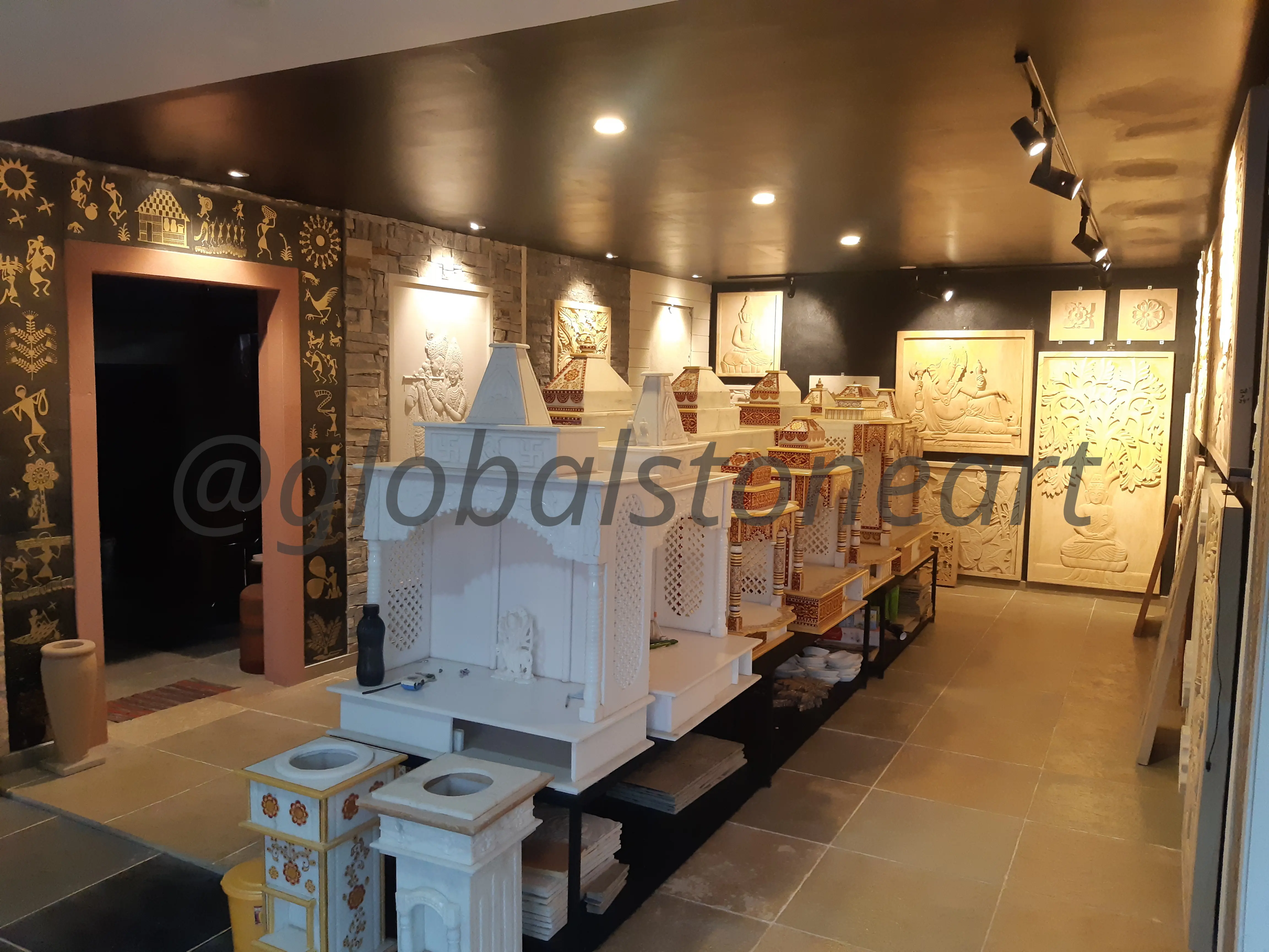 White Marble Pooja Temple Showroom Collection