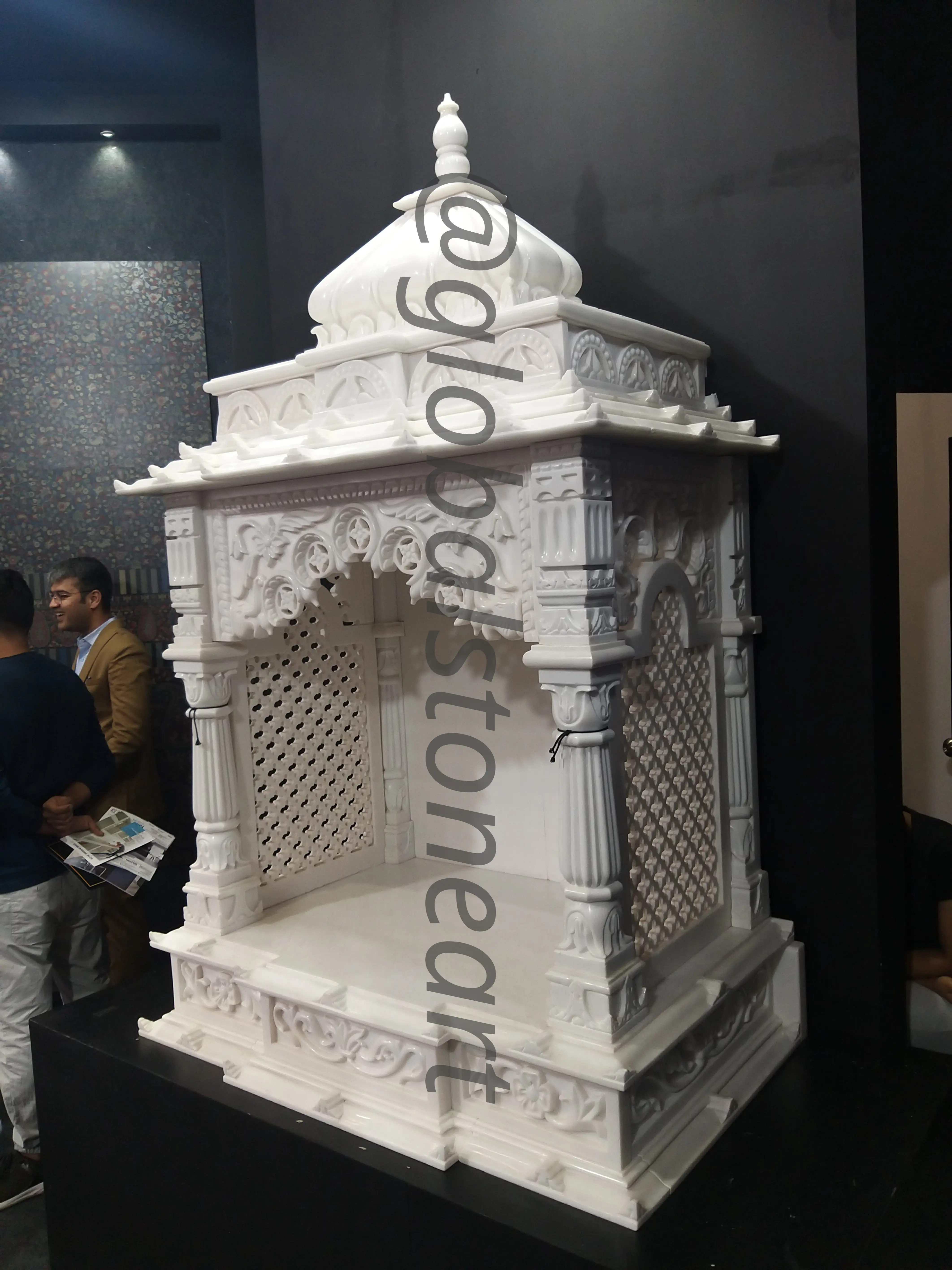 Premium Hand-Carved White Marble Domed Temple