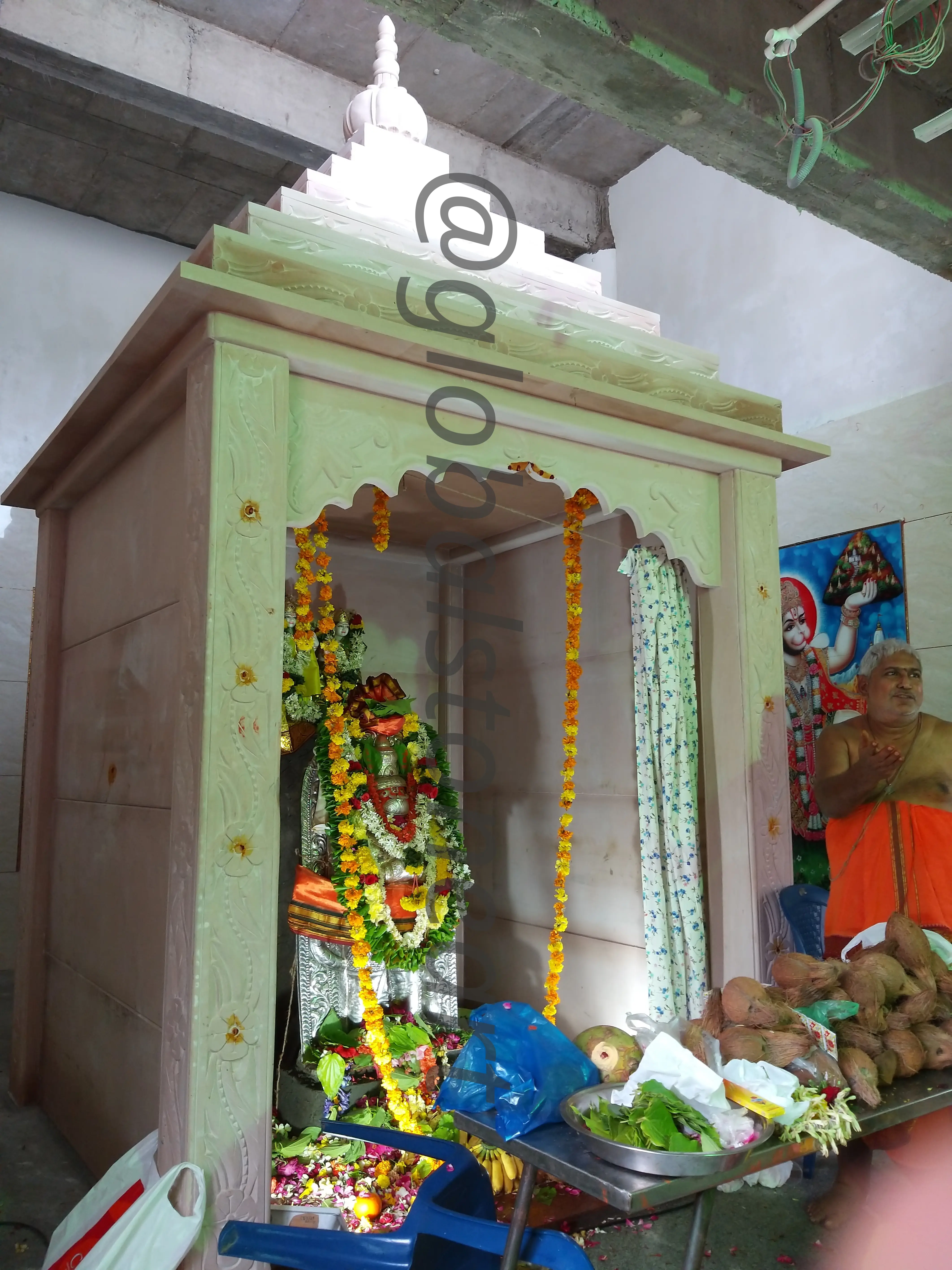 Pink Sandstone Outdoor Shrine for Garden & Courtyard
