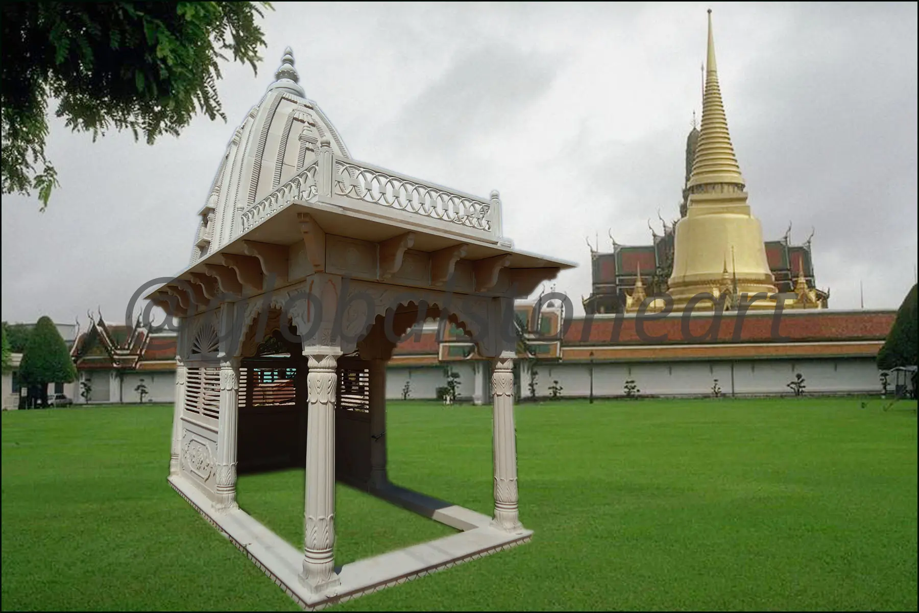 Carved Sandstone Garden Pavilion (Chhatri Mandap)